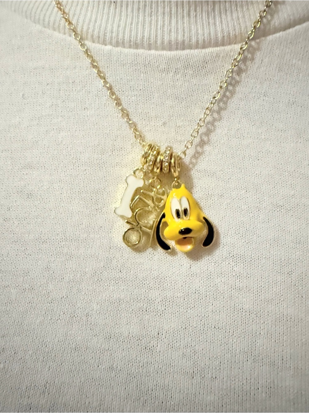 Pluto Yellow Enamel Dog Charm Necklace - Pets Dog Accessory